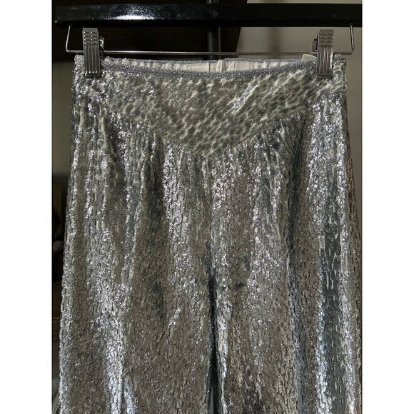 Forte Forte Encanto Fil Coupe Lurex Flare Pants Estrella Silver Womens Size 00 U - Picture 10 of 16